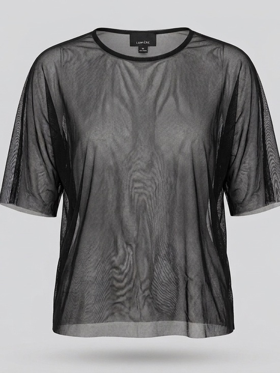 Lumiere Tops - Lumiere Women’s Mesh Tee - Black (Size Medium)